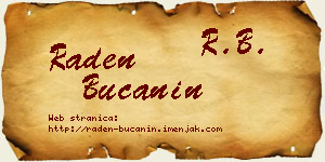 Raden Bučanin vizit kartica